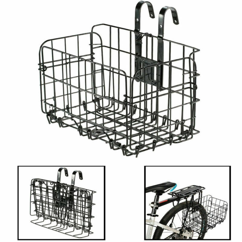 Bicycle Storage Basket Folding Metal Wire Handlebar Basket For Front